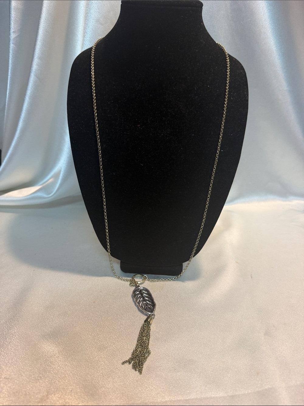 Cookie Lee Gold-Tone Leaf Tassel Necklace